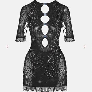 Rhinestone Miranda Poster Girl Dress - Jet Black
